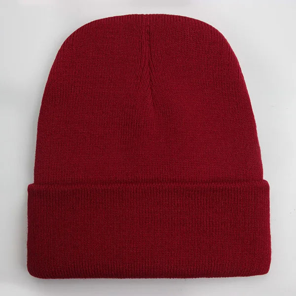 Unisex Strickmütze – Warme Wollmischung Beanie für Damen & Herren | Herbst Winter Skull Cap in 24 Farben Kaufschwan® Weinrot