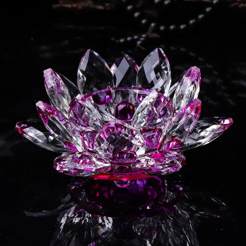 Handgefertigte Kristall Lotus Kerzenhalter – Glas Teelichthalter für Buddhistische Ausstattung & Wohndekoration Kaufschwan®