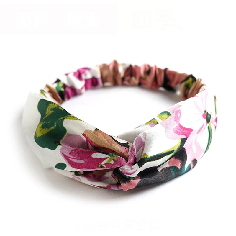 Haarreif mit Print – Vintage Sommer Turban-Haarband für Damen & Mädchen Kaufschwan® Weiß 3
