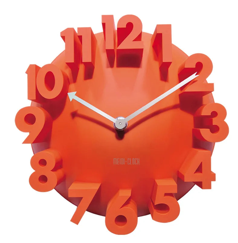 3D Digitale Wanduhr – Leise Moderne Deko Uhr Kaufschwan® Orange 24x24X10cm