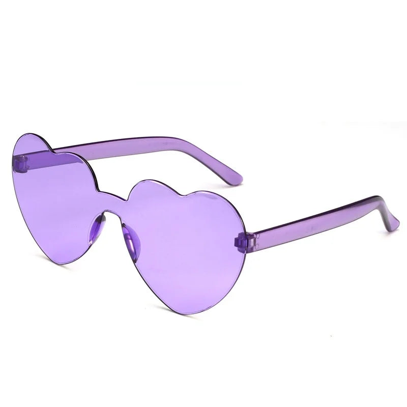 Randlose Herzförmige Polarisierte Sonnenbrille – Farbenfrohe Getönte Sonnenbrille mit UV400-Schutz und Polycarbonatgläsern für Damen und Mädchen Kaufschwan® Hellviolett