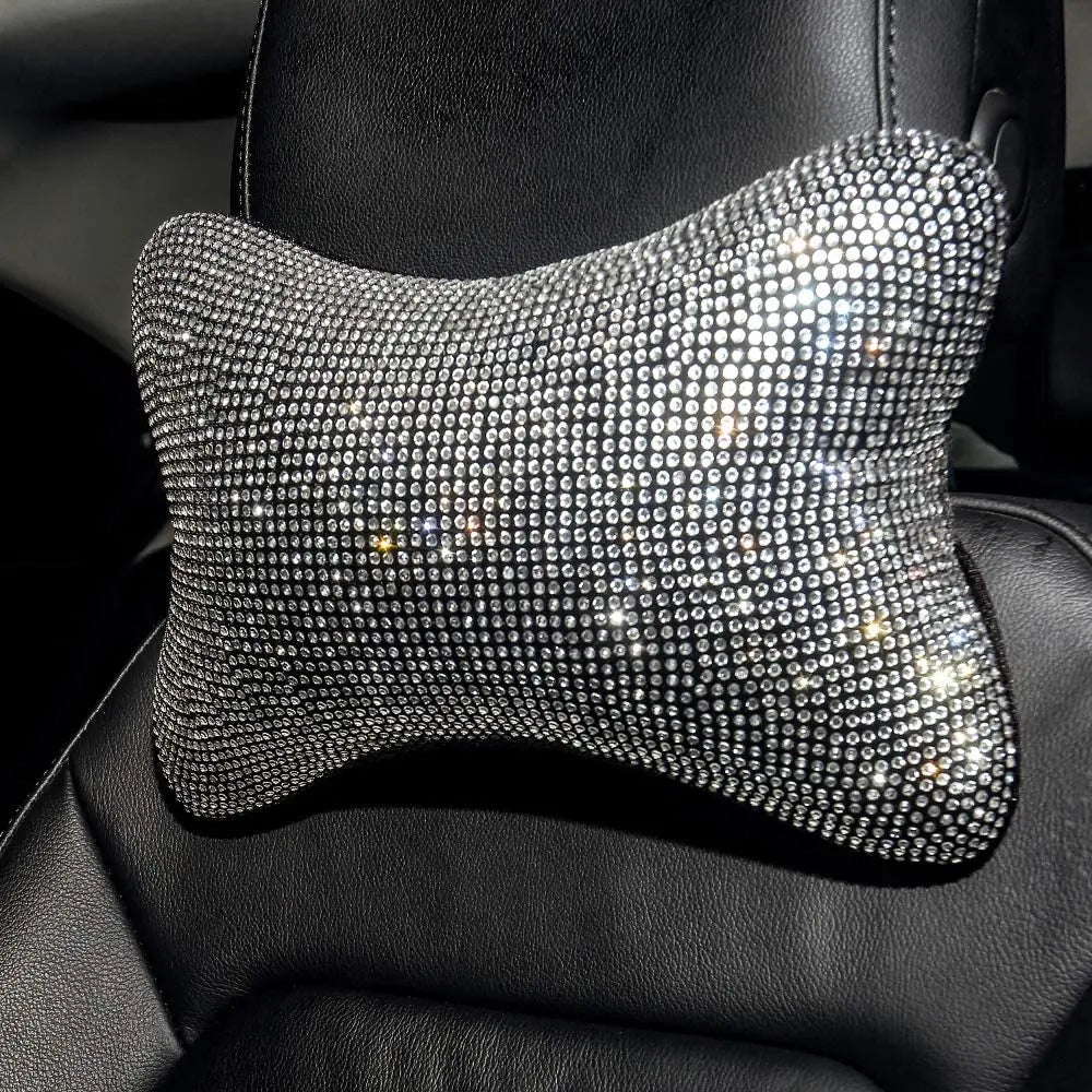 Funkelndes Strass-Auto-Nackenkissen-Set – Regenbogenfarbene Kopfstützenkissen für Fahrer- & Beifahrersitz Kaufschwan®