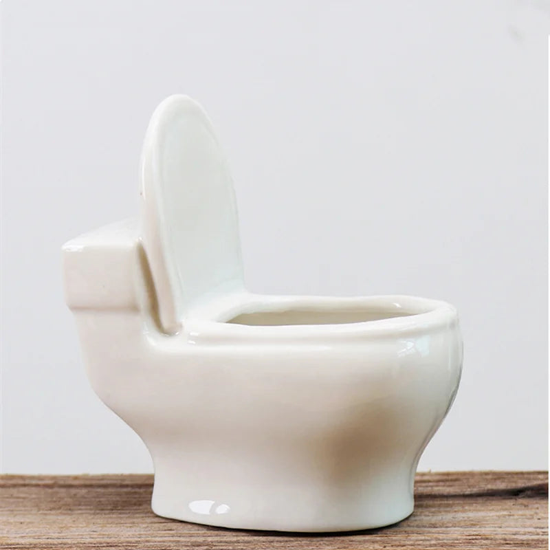 Weiße Keramik Sukkulenten Vase – Kreativer Blumentopf in Toilettenform | Dekorativer Pflanztopf Garten Zubehör Kaufschwan®