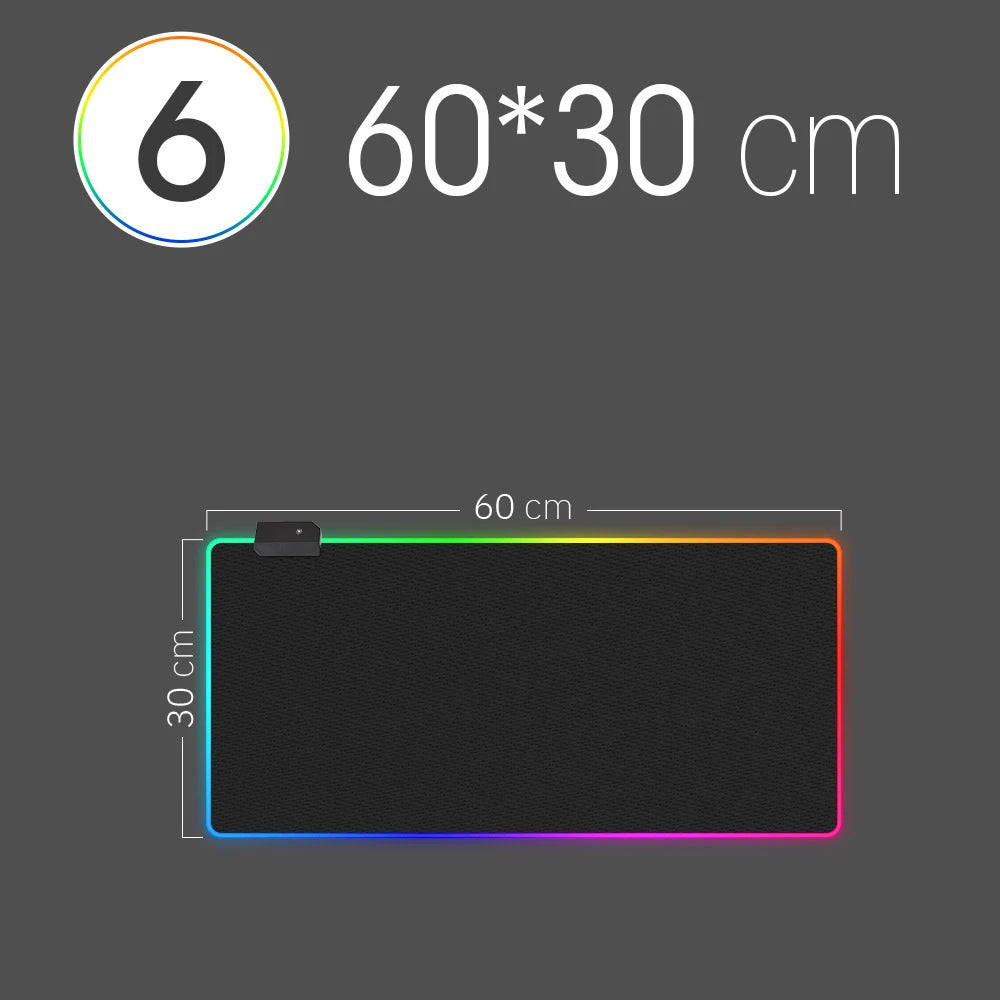 RGB LED Mauspad – Wasserdichte Mehrgrößen Gaming Schreibtischmatte mit Beleuchtung für Tastatur und Computer Kaufschwan® LED 60 x 30 cm