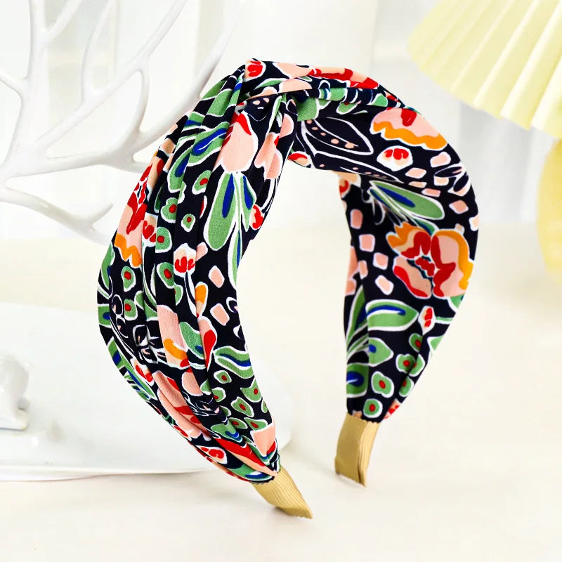 Breiter Haarreif mit Blumenprint & Knoten – Modischer Turban-Haarreifen für Damen & Mädchen Kaufschwan®