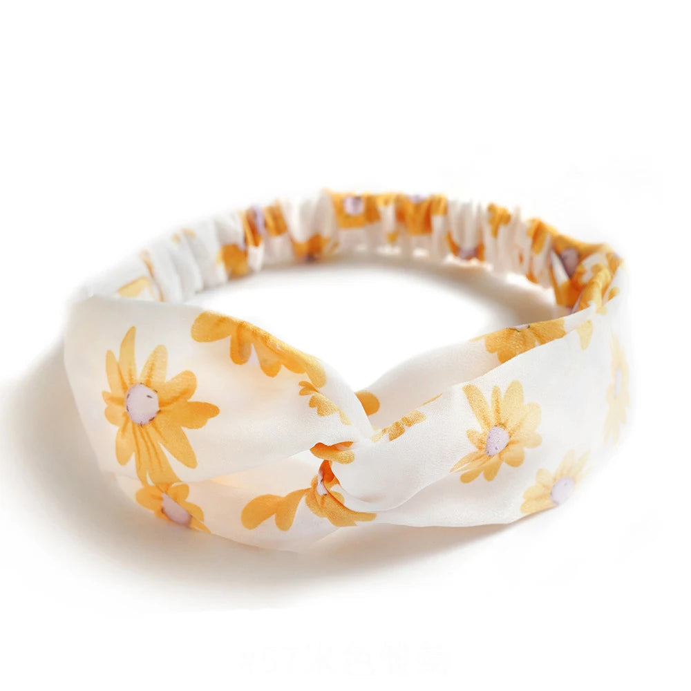 Haarreif mit Print – Vintage Sommer Turban-Haarband für Damen & Mädchen Kaufschwan® Gelbe Blüten