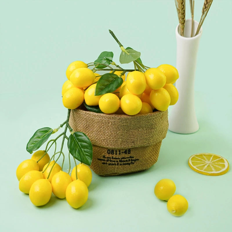 Künstliche Zitronengirlande – Lebendige Plastik Gelbe Zitronen Dekoration für Tisch, Zuhause & Fotografie Kaufschwan®