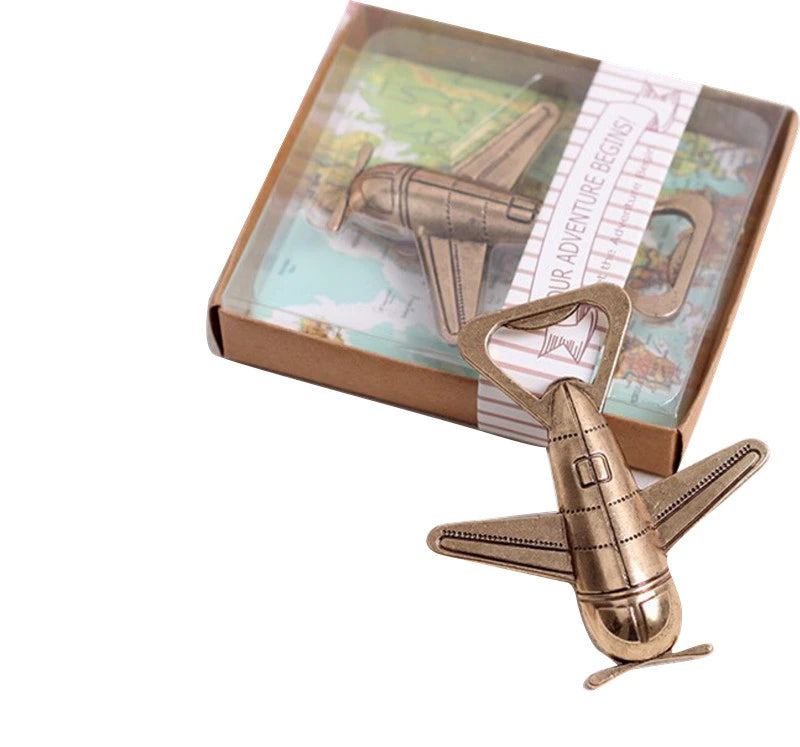 Retro Flugzeug Flaschenöffner Schlüsselanhänger – Antikes Metall Geschenk Kaufschwan® Bronze