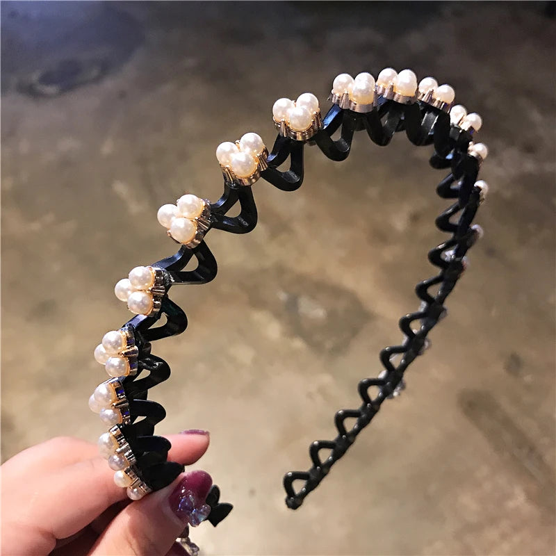 Eleganter Haarreif mit Perlen & Strass – Elastisches, rutschfestes Stirnband mit Blumen für Damen & Mädchen