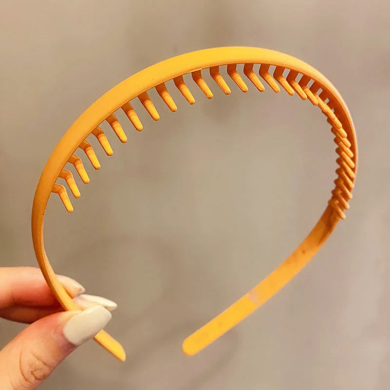 Bunte Haarreifen mit mattem Finish & Zähnchen – Schlichte, rutschfeste Haarbänder für Damen | Outdoor Haaraccessoire Kaufschwan® Gelb