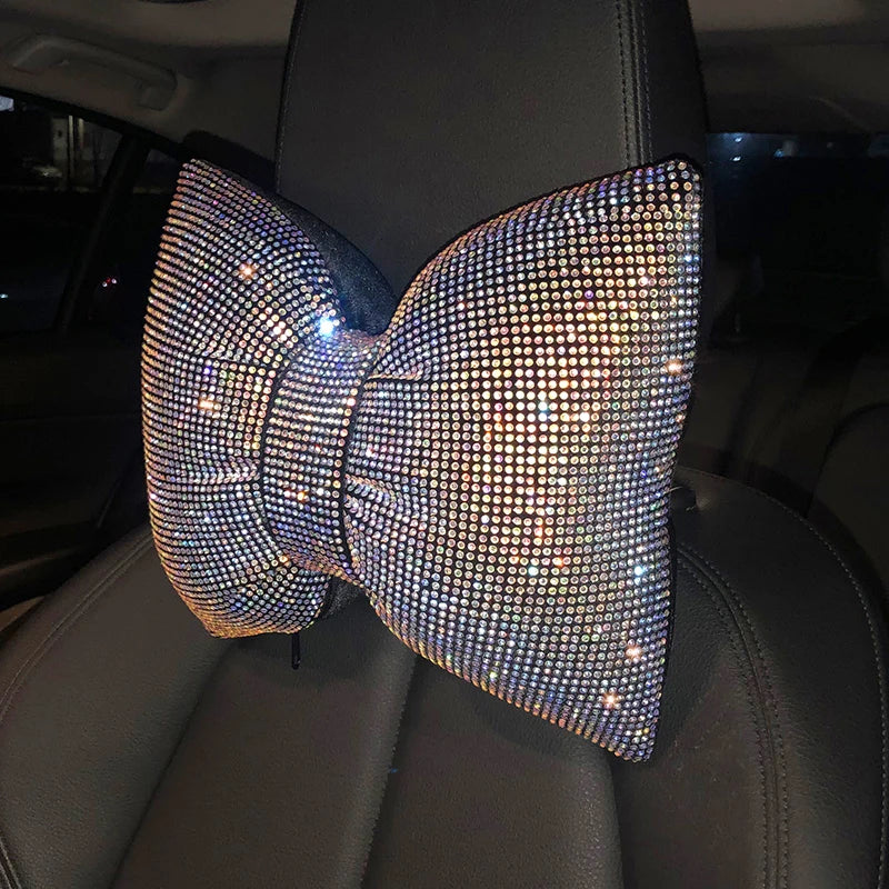 Funkelndes Strass-Auto-Nackenkissen-Set – Regenbogenfarbene Kopfstützenkissen für Fahrer- & Beifahrersitz Kaufschwan®