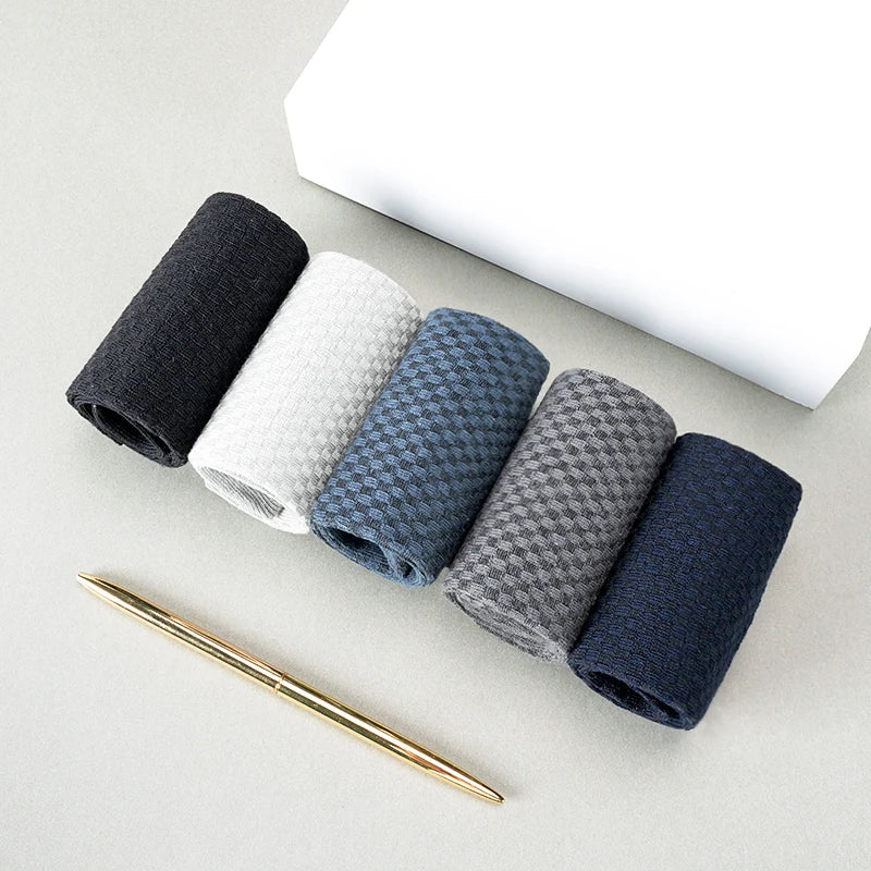 5 Paare Herren Bambusfaser Lange Socken | Business Einfarbig Baumwolle Hochwertige Schwarze Socken Kaufschwan®