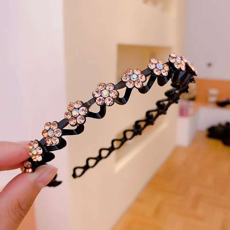 Eleganter Haarreif mit Perlen & Strass – Elastisches, rutschfestes Stirnband mit Blumen für Damen & Mädchen