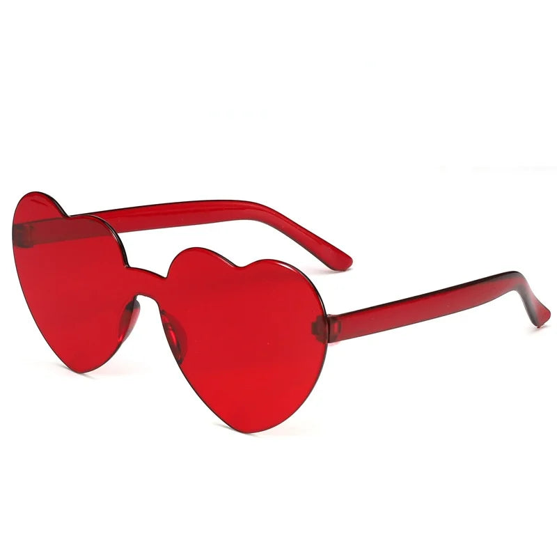 Randlose Herzförmige Polarisierte Sonnenbrille – Farbenfrohe Getönte Sonnenbrille mit UV400-Schutz und Polycarbonatgläsern für Damen und Mädchen Kaufschwan® Rot