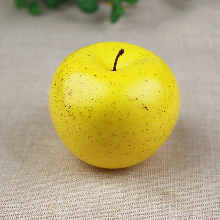 Hochrealistische Künstliche Äpfel – Plastik Rote & Grüne Apfel Dekoration für Fotografie, Zuhause & Obstladen Kaufschwan® Gelb