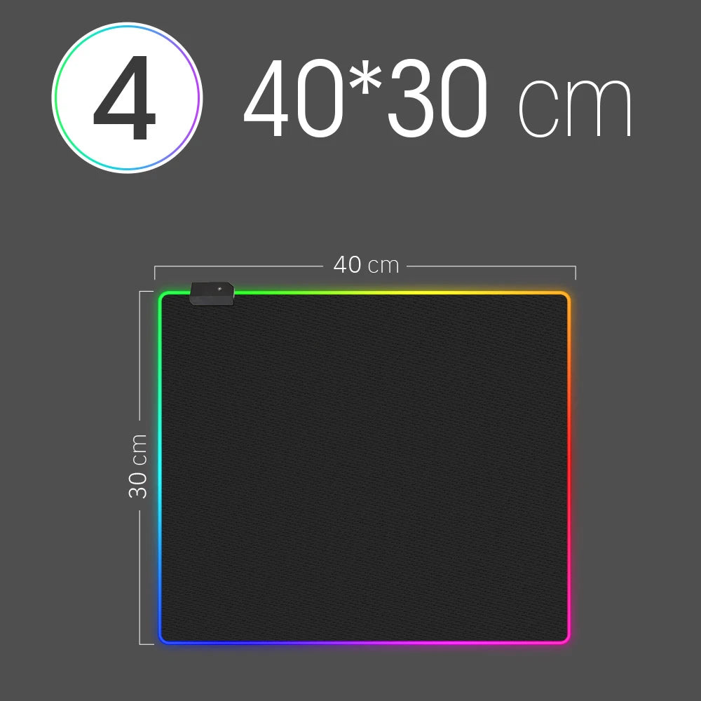 RGB LED Mauspad – Wasserdichte Mehrgrößen Gaming Schreibtischmatte mit Beleuchtung für Tastatur und Computer Kaufschwan® LED 40 x 30 cm