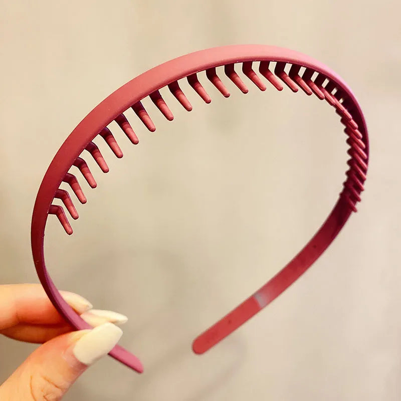 Bunte Haarreifen mit mattem Finish & Zähnchen – Schlichte, rutschfeste Haarbänder für Damen | Outdoor Haaraccessoire Kaufschwan® Rot
