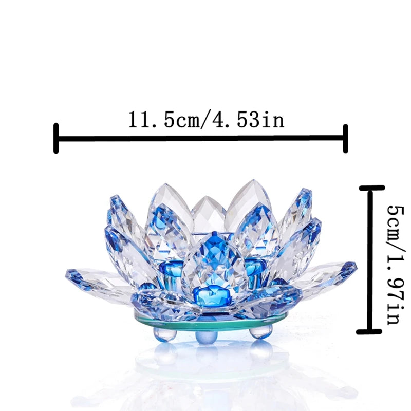 Handgefertigte Kristall Lotus Kerzenhalter – Glas Teelichthalter für Buddhistische Ausstattung & Wohndekoration Kaufschwan®