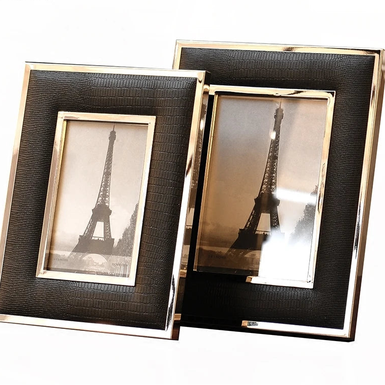 Schwarz Weiß Leder Bilderrahmen – Moderner Legierungsrahmen für Wohn Dekoration Kaufschwan®