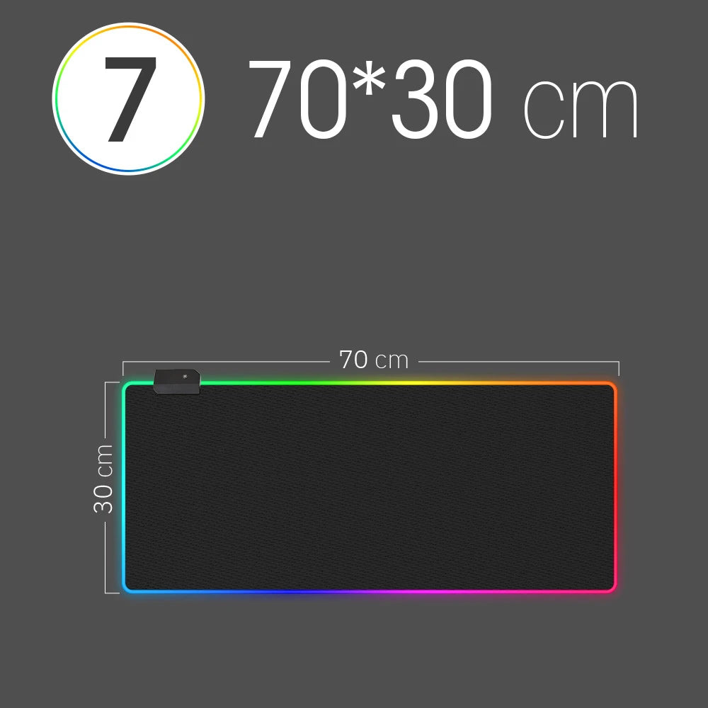 RGB LED Mauspad – Wasserdichte Mehrgrößen Gaming Schreibtischmatte mit Beleuchtung für Tastatur und Computer Kaufschwan® LED 70 x 30 cm