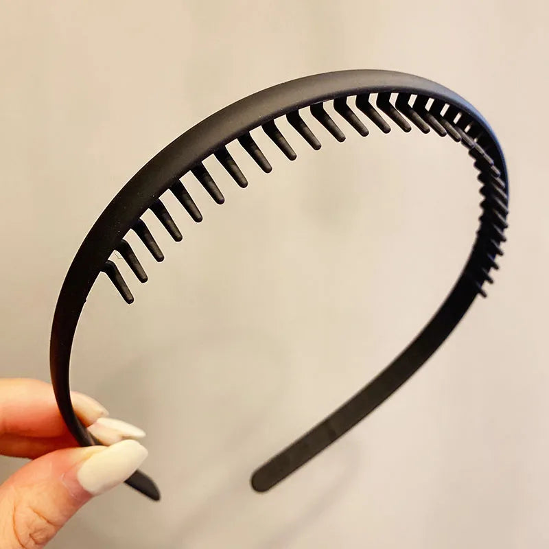 Bunte Haarreifen mit mattem Finish & Zähnchen – Schlichte, rutschfeste Haarbänder für Damen | Outdoor Haaraccessoire Kaufschwan® Schwarz