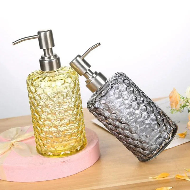 Transparenter Flüssigseifenspender – Verdickte Glasflasche mit Edelstahlpumpe, 500ml Badezimmer-Seifenspender Kaufschwan®