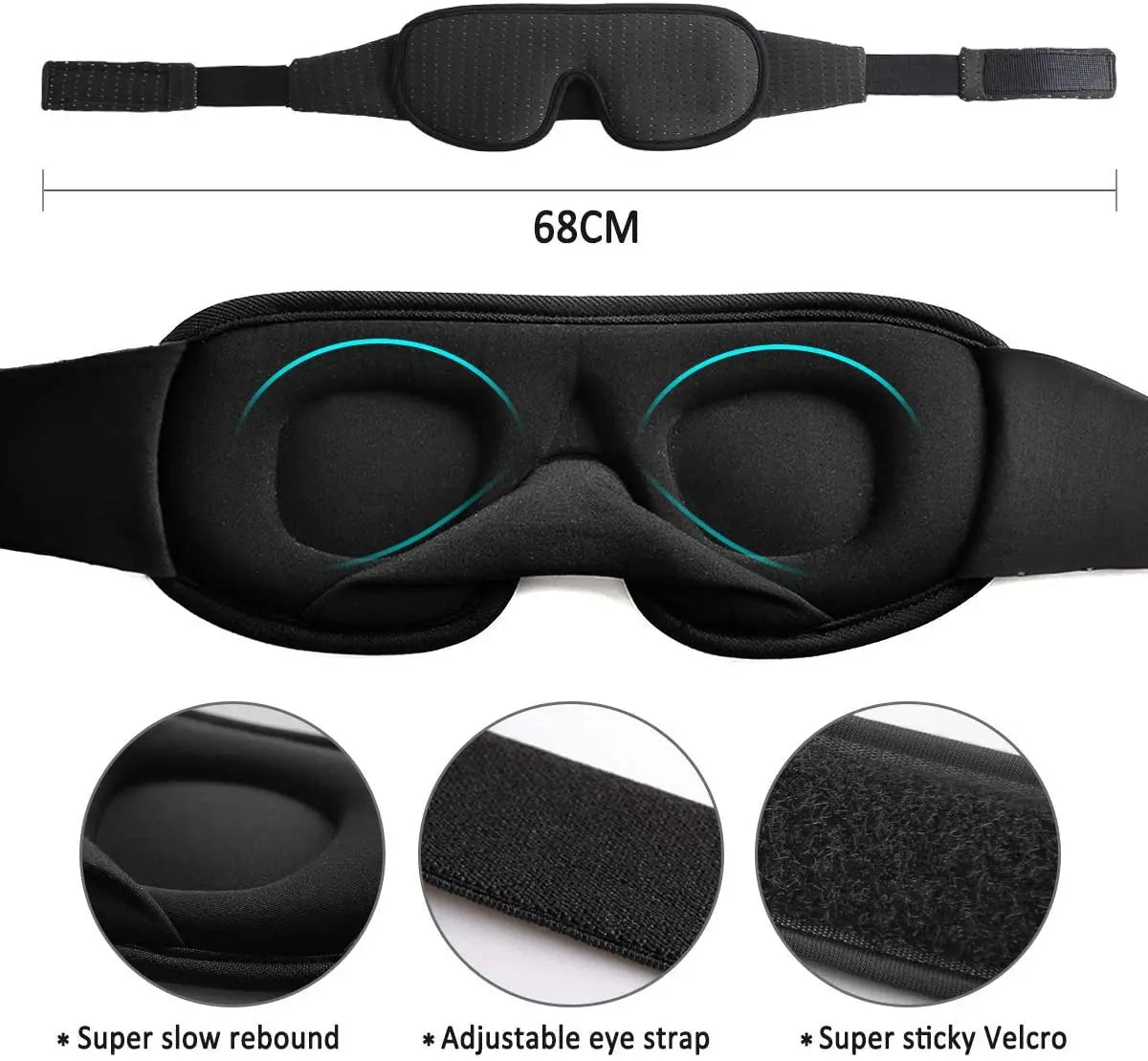3D Schlafmaske | Weiche Gepolsterte Augenmaske | Lichtblockierende Stoffabdeckung & Augenklappe Kaufschwan®
