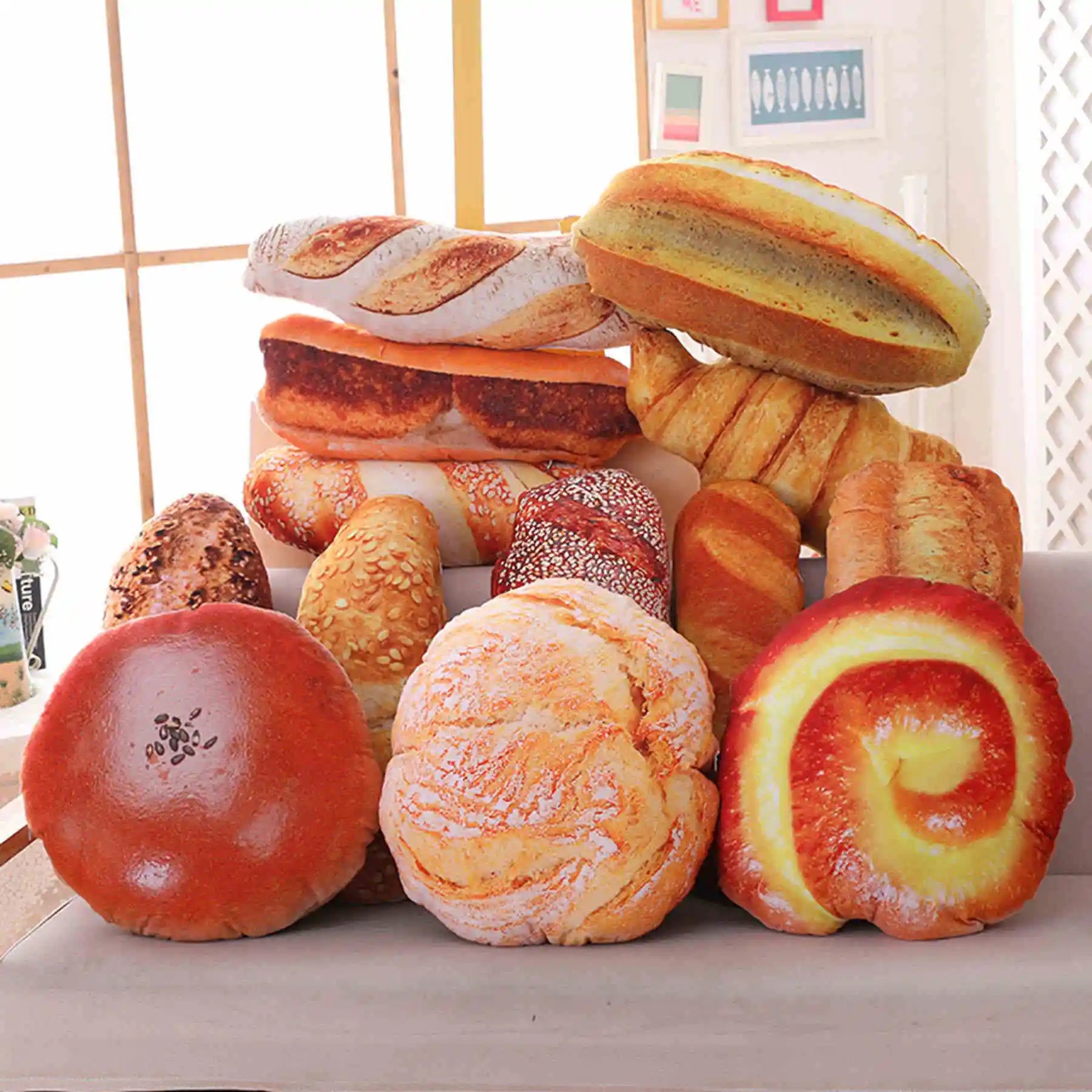 Brot Plüschkissen | Kreatives Lebensmittel Plüschtier | Lustiges Fastfood Nackenkissen | Heimdeko & Kinder Geschenk Kaufschwan®