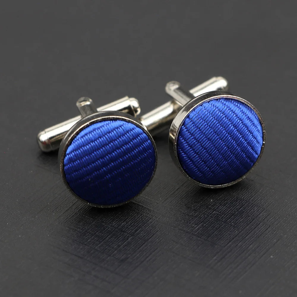 Klassische Herren Manschettenknöpfe mit Streifen- & Karomuster | Hochwertige Markenoptik – Elegante Ärmelknöpfe für Business & Hochzeit Kaufschwan® Blau