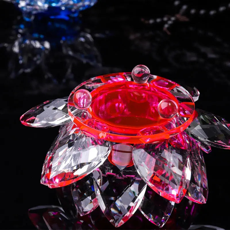 Handgefertigte Kristall Lotus Kerzenhalter – Glas Teelichthalter für Buddhistische Ausstattung & Wohndekoration Kaufschwan®