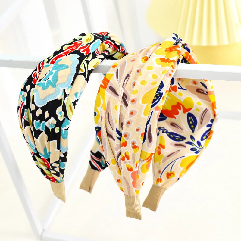Breiter Haarreif mit Blumenprint & Knoten – Modischer Turban-Haarreifen für Damen & Mädchen Kaufschwan®