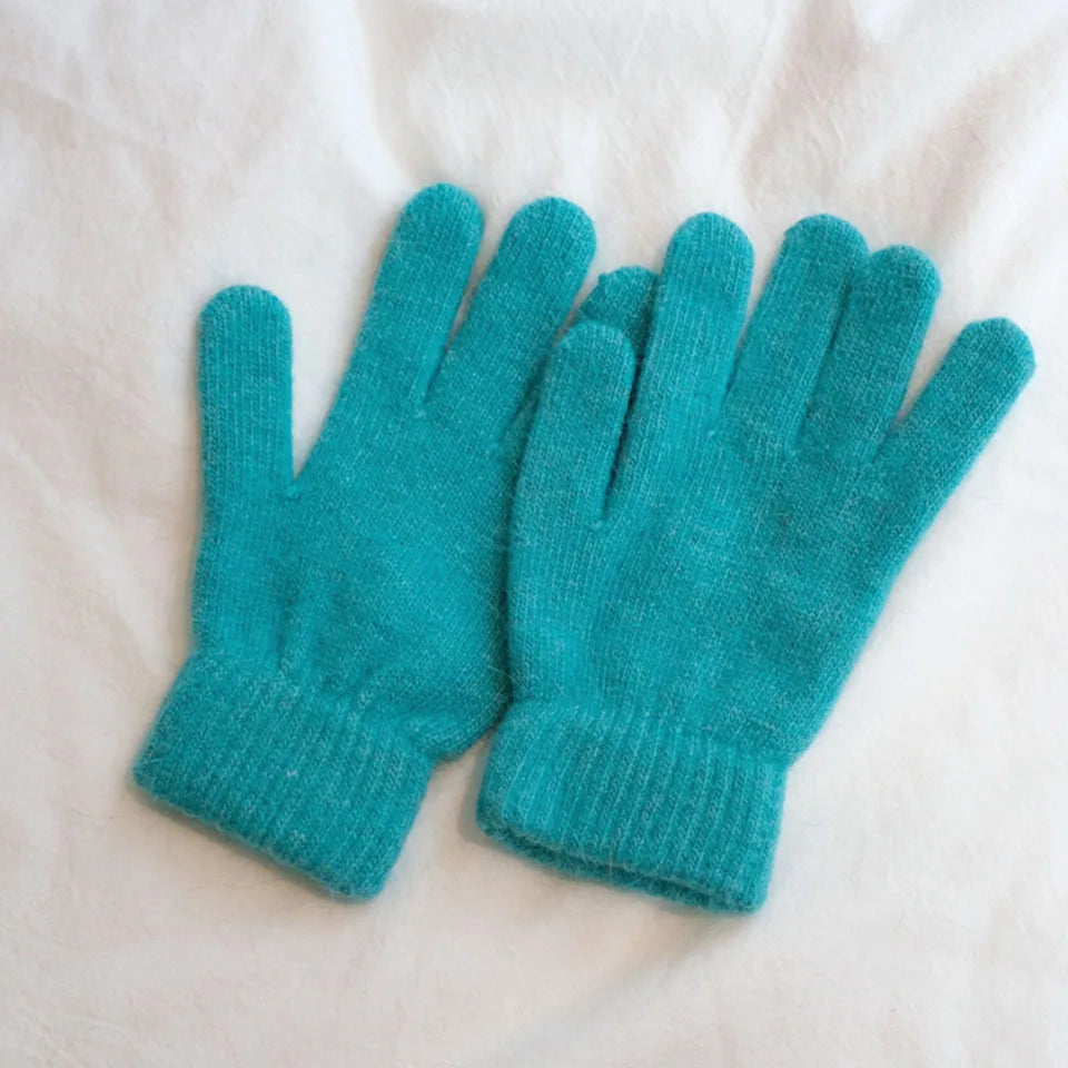 Bunte Strickhandschuhe – Damen Winter Fäustlinge mit Fell | Flauschige Warme Handschuhe für Frauen & Mädchen Kaufschwan®