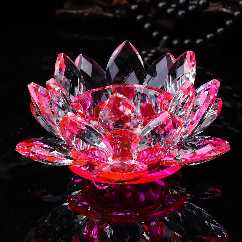 Handgefertigte Kristall Lotus Kerzenhalter – Glas Teelichthalter für Buddhistische Ausstattung & Wohndekoration Kaufschwan®