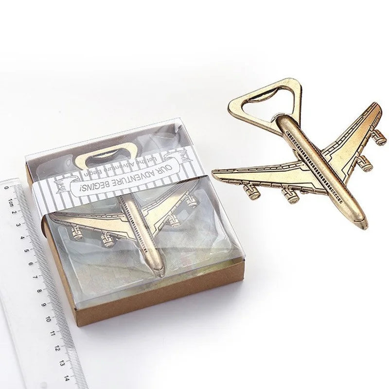 Retro Flugzeug Flaschenöffner Schlüsselanhänger – Antikes Metall Geschenk Kaufschwan® Gold