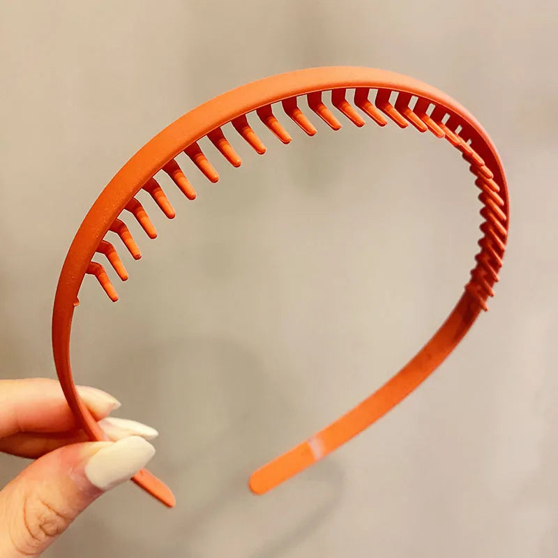 Bunte Haarreifen mit mattem Finish & Zähnchen – Schlichte, rutschfeste Haarbänder für Damen | Outdoor Haaraccessoire Kaufschwan® Orange