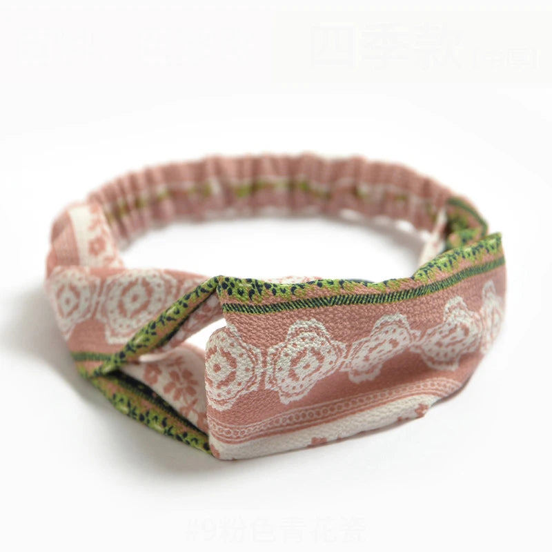 Haarreif mit Print – Vintage Sommer Turban-Haarband für Damen & Mädchen Kaufschwan® Rosa 3