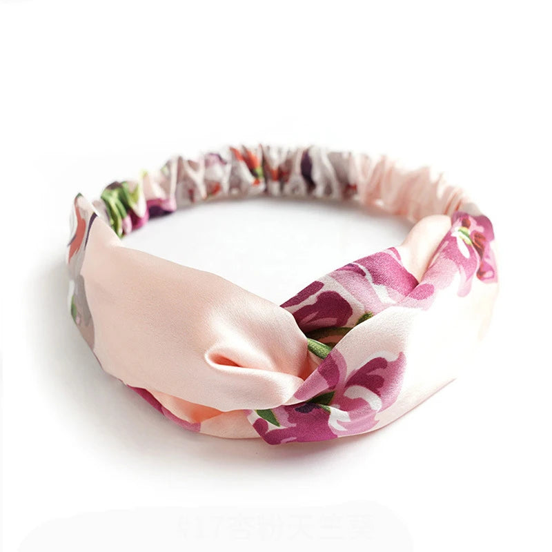 Haarreif mit Print – Vintage Sommer Turban-Haarband für Damen & Mädchen Kaufschwan® Rosa 2