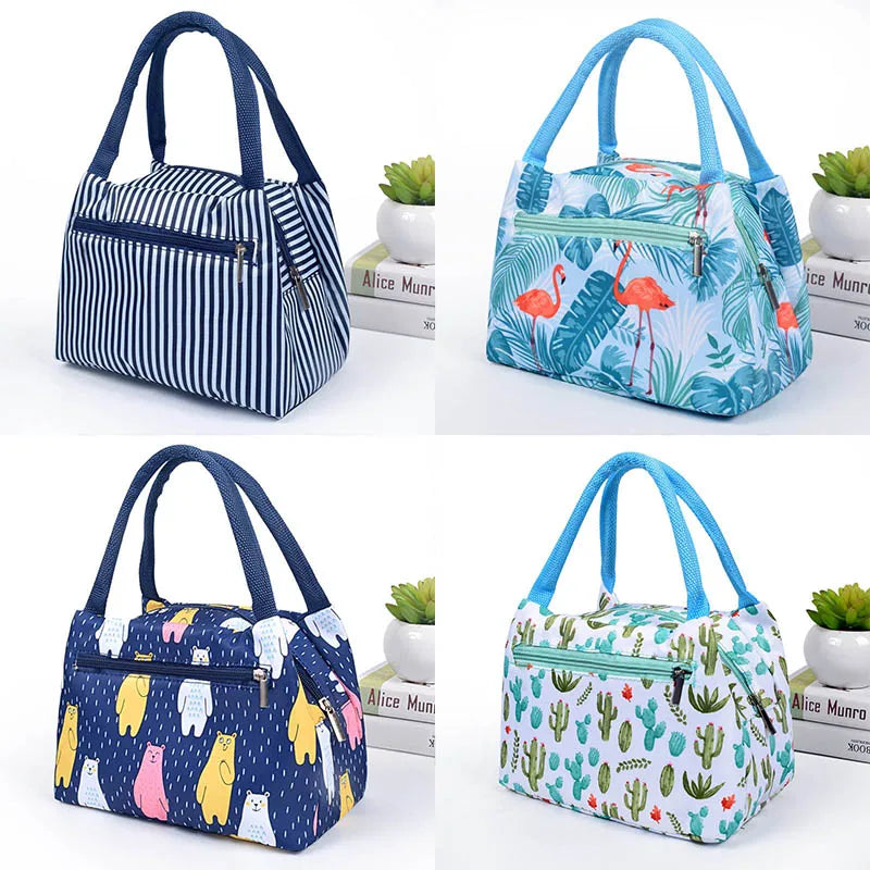 Flamingo Picknick Lunch Tasche – Tragbare Isolierte Kühltasche für Damen | Wasserdichte Thermo Lunchbox mit Reißverschluss für Strand, Schule & Reisen Kaufschwan®