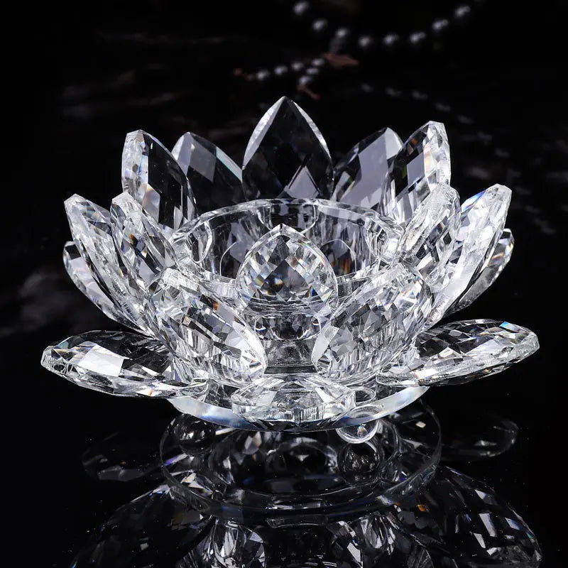Handgefertigte Kristall Lotus Kerzenhalter – Glas Teelichthalter für Buddhistische Ausstattung & Wohndekoration Kaufschwan®