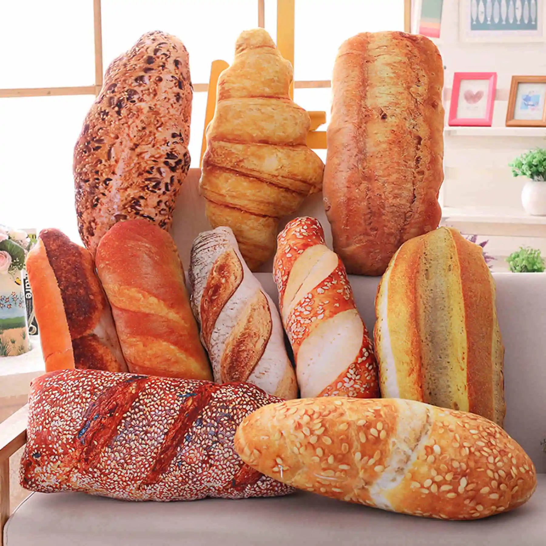 Brot Plüschkissen | Kreatives Lebensmittel Plüschtier | Lustiges Fastfood Nackenkissen | Heimdeko & Kinder Geschenk Kaufschwan®