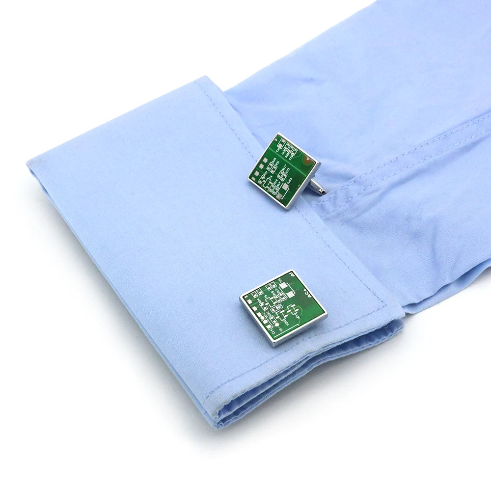 Manschettenknöpfe mit Schaltkreis-Design – Grün & Modern | Hochwertige Messing Herren Knöpfe für Hemd, Anzug & Geschenk Kaufschwan®