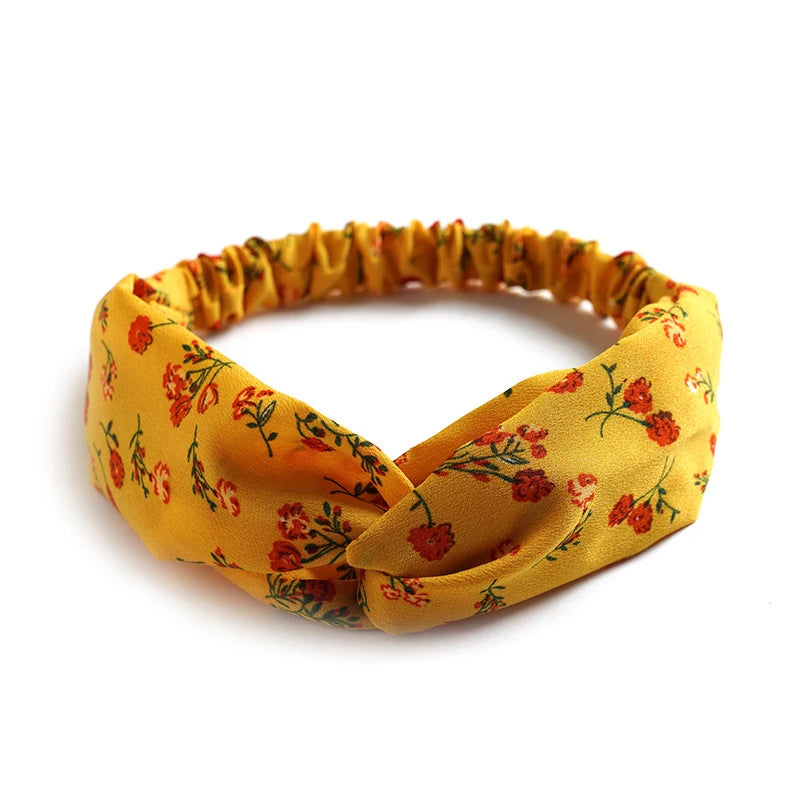 Haarreif mit Print – Vintage Sommer Turban-Haarband für Damen & Mädchen Kaufschwan® Gelbe Blumen