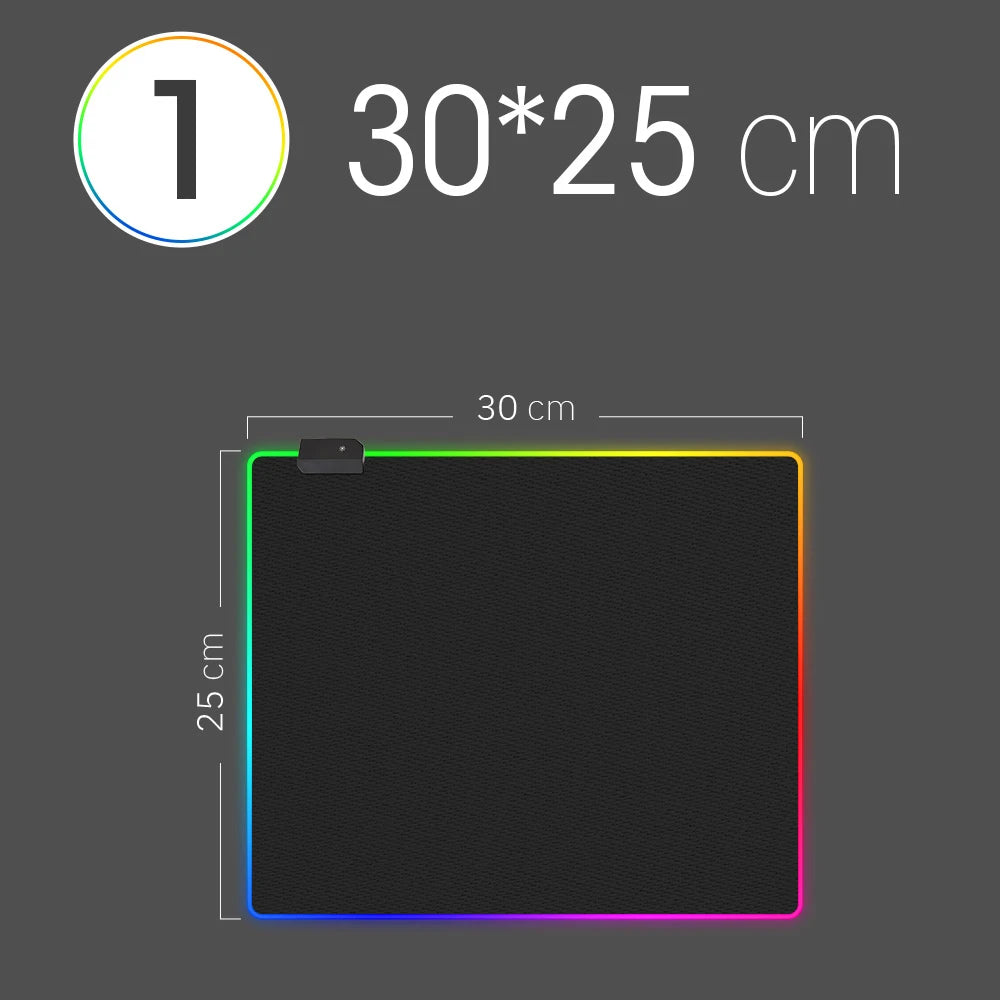 RGB LED Mauspad – Wasserdichte Mehrgrößen Gaming Schreibtischmatte mit Beleuchtung für Tastatur und Computer Kaufschwan® LED 30 x 25 cm