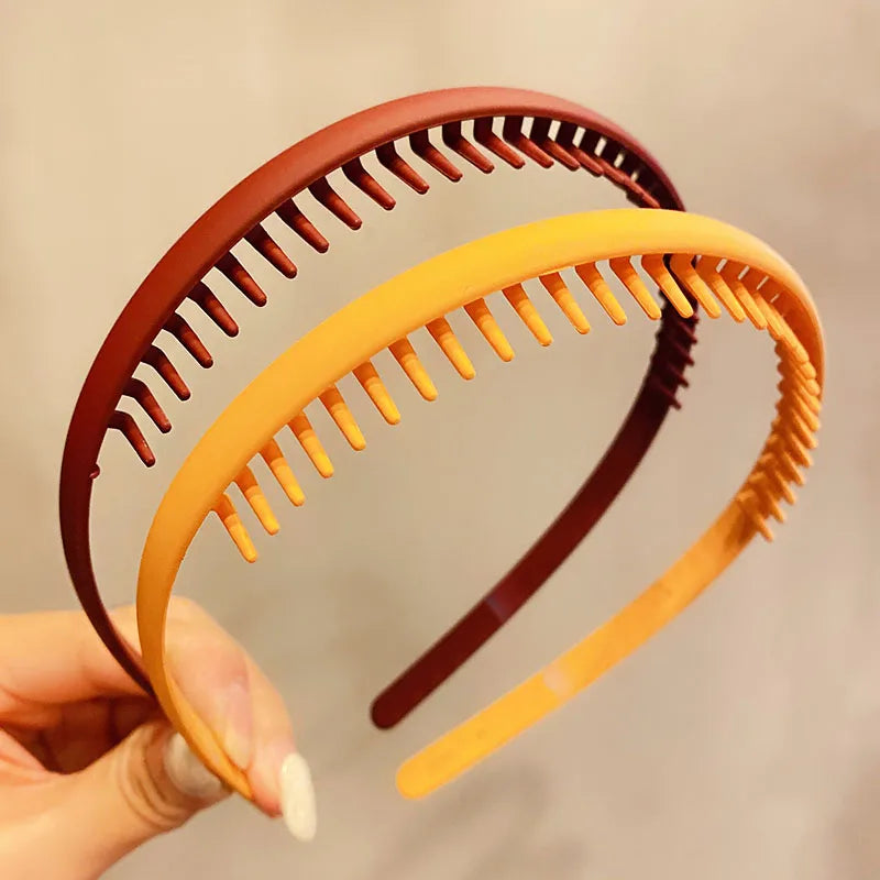 Bunte Haarreifen mit mattem Finish & Zähnchen – Schlichte, rutschfeste Haarbänder für Damen | Outdoor Haaraccessoire Kaufschwan®
