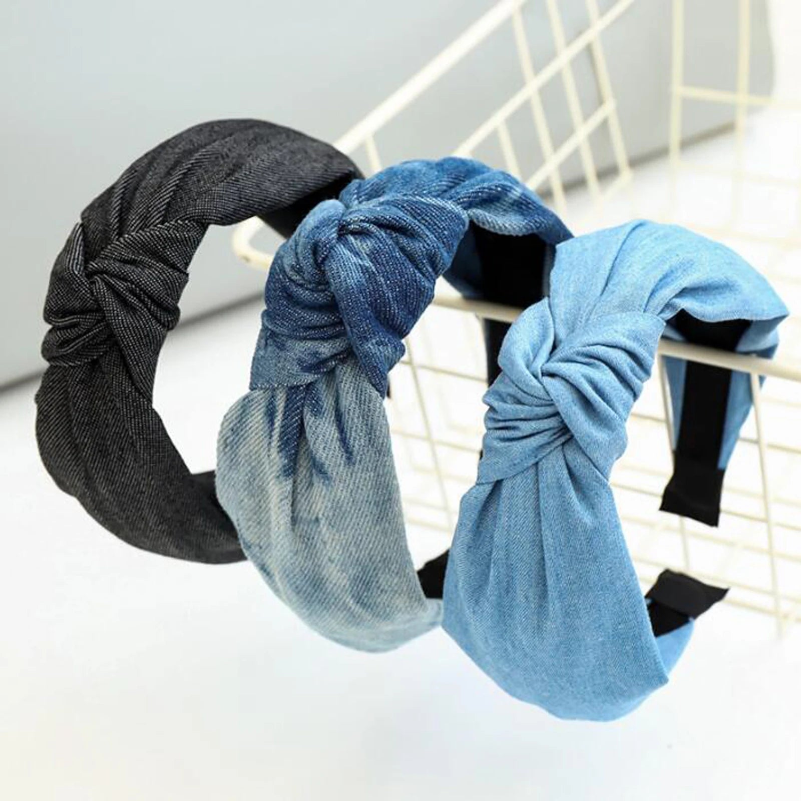 Jeans-Haarreif mit Knoten – Klassisches Turban-Haarband in Blau oder Schwarz für Damen | Lässiges Haaraccessoire Kaufschwan®