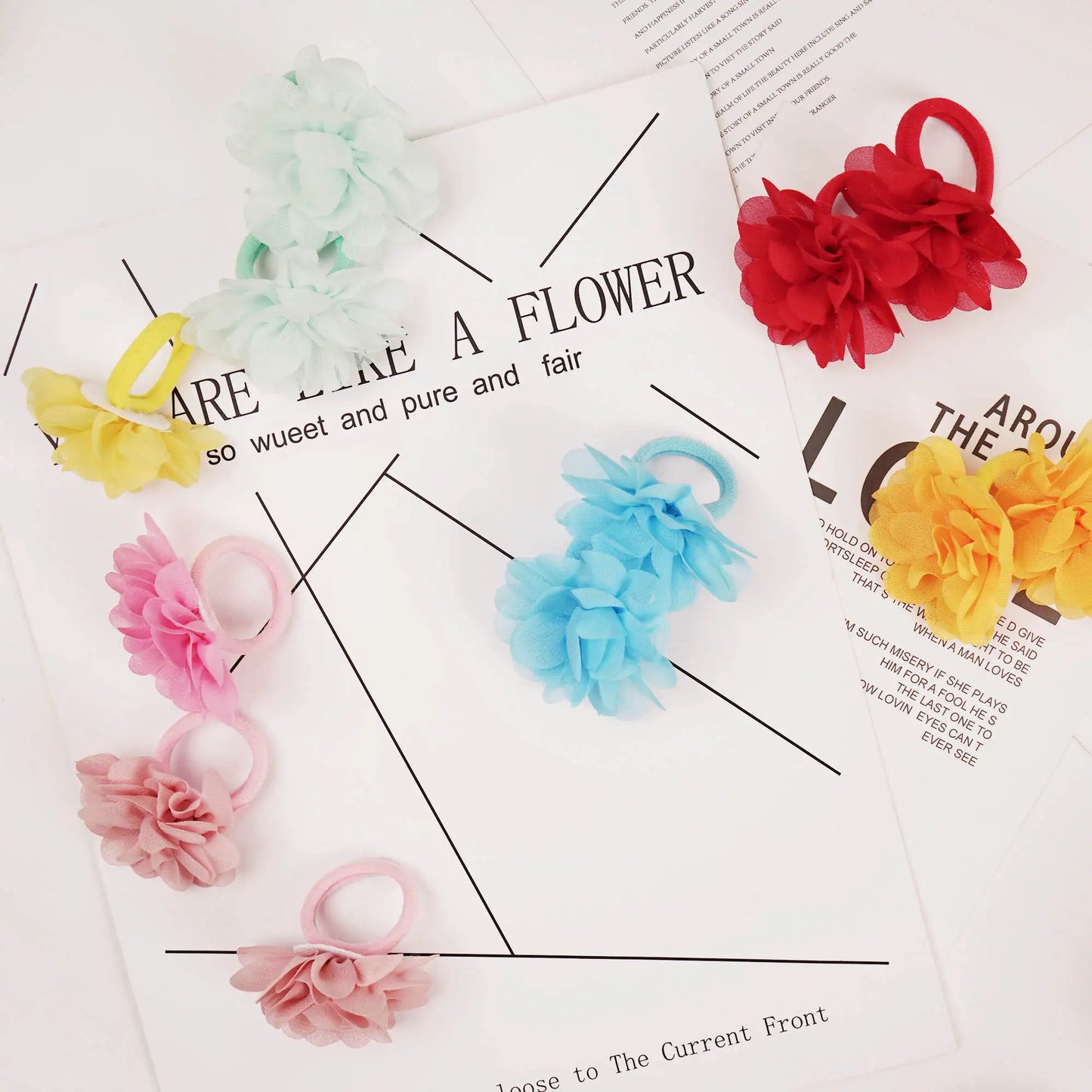 Blumen Haargummis Chiffon Elastikband | Weiche Pferdeschwanzhalter für Babys, Kleinkinder & Kinder Haar-Accessoires Kaufschwan®