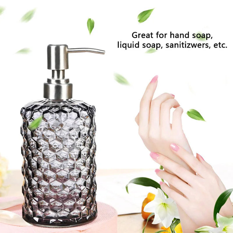 Transparenter Flüssigseifenspender – Verdickte Glasflasche mit Edelstahlpumpe, 500ml Badezimmer-Seifenspender Kaufschwan®