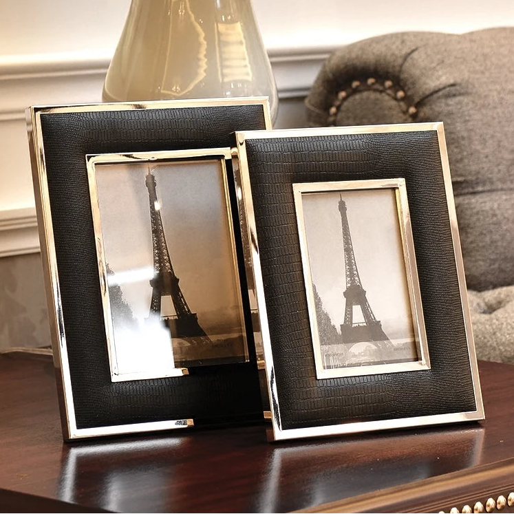 Schwarz Weiß Leder Bilderrahmen – Moderner Legierungsrahmen für Wohn Dekoration Kaufschwan®