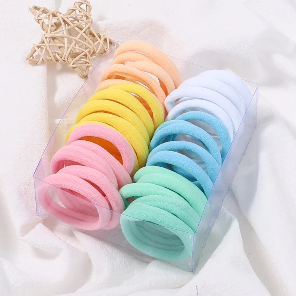 30 Stück Elastische Haargummis Damen & Mädchen | Bunte Nylon-Haargummis & Scrunchies | Zopfgummis Haaraccessoires Kinder Kaufschwan®