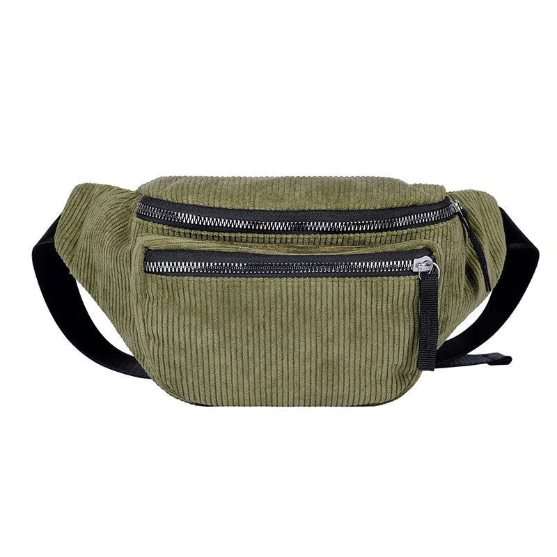 Cord Gürteltasche – Damen Designer Brusttasche | Modische Reise Hüfttasche & Sport Handy Waist Pack Kaufschwan® Armeegrün